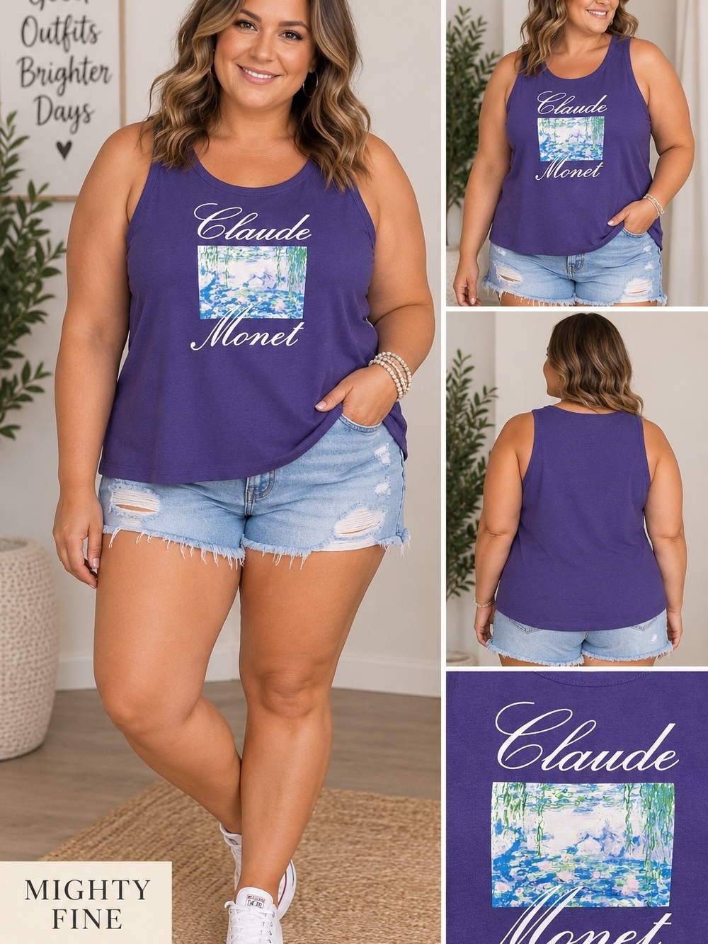 Mighty Fine Purple Claude Monet Graphic Tank